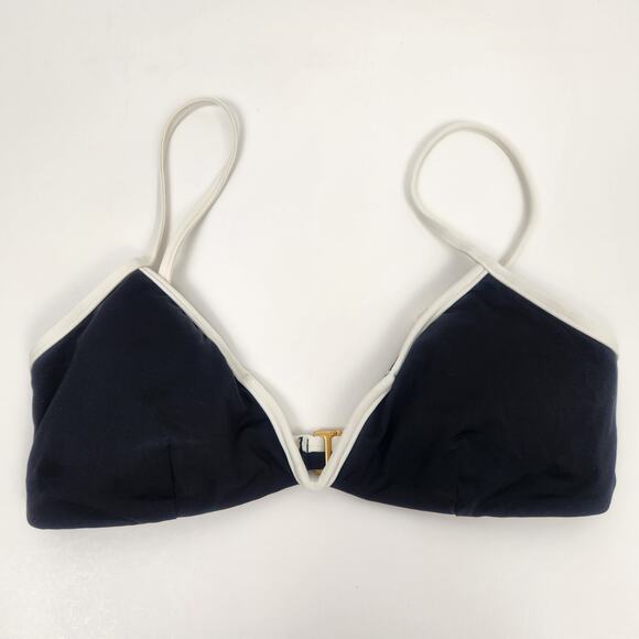 L*Space Helena Bikini Top in Black Cream Size Medium V Wired Front NWT - Picture 2 of 5